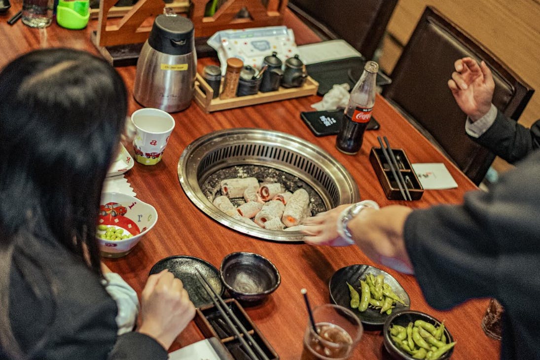 Table at Japanese barbeque restaurant